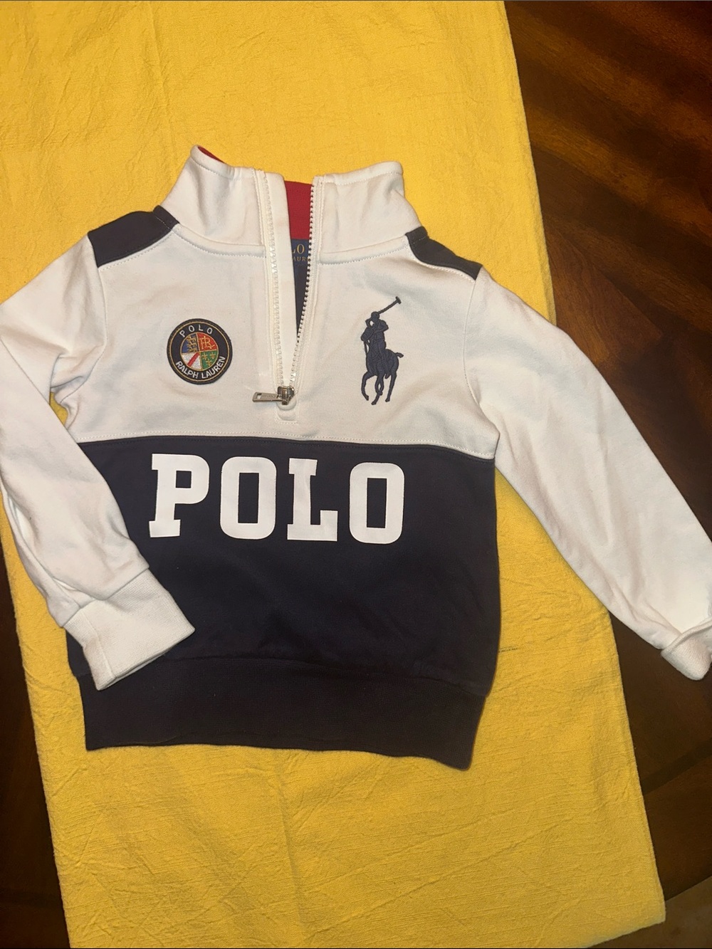 Polo by Ralph Lauren White & Navy Kids Quarter-Zip Sweatshirt